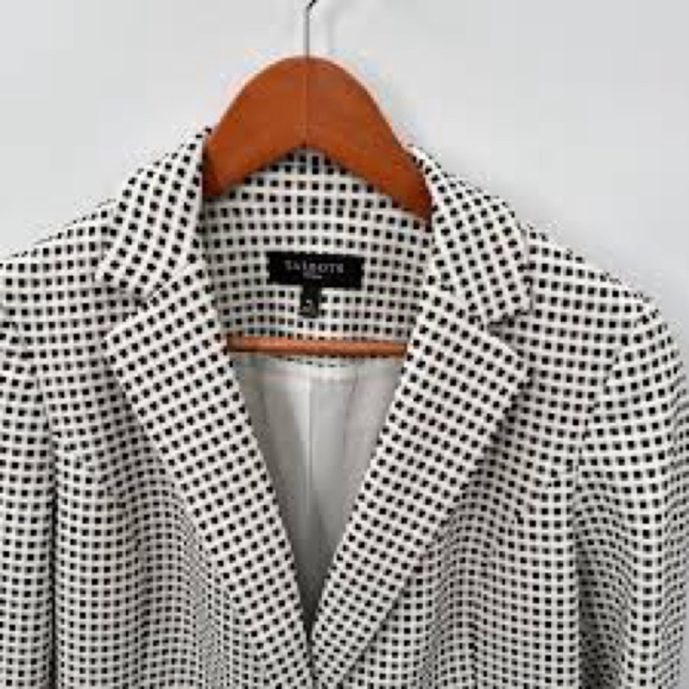 NWT Talbots Small Petite Black & White Blazer W/ One Button & Two Pockets. Lined